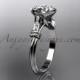 Platinum diamond leaf and vine wedding ring,engagement ring with "Forever Brilliant" Moissanite center stone ADLR23