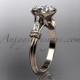 14k rose gold diamond leaf and vine wedding ring,engagement ring with "Forever Brilliant" Moissanite center stone ADLR23