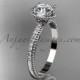 Platinum diamond unique engagement ring, wedding ring with "Forever Brilliant" Moissanite center stone ADER86