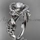 14k white gold flower diamond unique engagement ring with a "Forever Brilliant" Moissanite center stone ADLR211