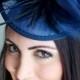 Navy Blue Fascinator - "Kate" Mesh Couture English Hat Fascinator Headband