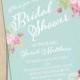 Vintage Blue Floral Bridal Wedding Shower Invitation Printable Custom Invite