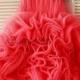 Coral Organza Ruffle Ball Gown Flower Girl Dress Children Toddler Dress for Wedding Junior Bridesmaid Dress