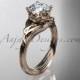 14kt rose gold diamond flower, leaf and vine wedding ring, engagement ring with a "Forever Brilliant" Moissanite center stone ADLR240