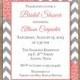 Grey & Coral Bridal Shower Invitation, Printable Grey Chevron and Coral Mum Bridal Invite, Wedding Shower Invitation