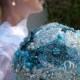 Blue Silver Wedding Brooch Bouquet. Deposit – “Something Blue”. Turquoise, Teal, Diamond,  Bridal Broach Bouquet