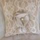 Burlap and lace ring bearer pillow, Vintage style rustic, barn country wedding pillow