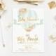 Hot Air Balloon Invitation Baby Shower Mint Peach Gold Foil Flowers Digital Personalised Bachelorette Wedding Birthday Party 5x7 inches