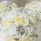 Yellow and Grey Bouquet, Bridal Brooch Bouquet, Jewelry Brooch Bouquet, Wedding Bouquet, Yellow Wedding, Silk Flower Bouquet, BQ50