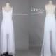 White Spaghetti Straps Lace Tulle Long Wedding Dress/Flowy Beach Wedding Dress/White Lace Wedding Gown/Plus Size Wedding Dress DH390