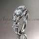 14kt white gold diamond flower 3 stone Forever Brilliant Moissanite wedding ring ADLR203