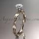 14k rose gold diamond vine and leaf wedding ring with a "Forever Brilliant" Moissanite center stone ADLR178