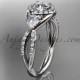 14kt white gold diamond engagement ring, wedding band with a "Forever Brilliant" Moissanite center stone ADLR321
