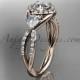 14kt rose gold diamond engagement ring, wedding band with a "Forever Brilliant" Moissanite center stone ADLR321