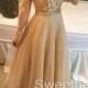 Champagne A-line Lace Long Prom Dress, Formal Dress from Sweetheart Girl