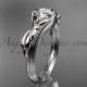 Unique platinum diamond floral engagement ring with a "Forever Brilliant" Moissanite center stone ADLR324
