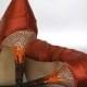Burnt Orange Platform Peep Toe Wedding Shoes With Ombre Rhinestone Heel