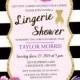 Lingerie shower invitation Gold black and white vintage lingerie shower Classy lingerie shower Elegant lingerie shower Bachelorette shower