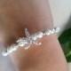Bridal Pearl & Silver Rhinestone Starfish Bracelet Wedding Starfish Jewelry