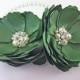 Clover Green Satin Flower Hair Clip - Shoe Clips, Brooch Pin for a Bride, Bridesmaid Gift, Flower Girl, Event, Family Photo Many Color - Kia