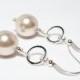 Cream pearl earrings - wedding jewelry - bridesmaid earrings - winter white earrings - winter white pearls - washer earrings - silver pearls