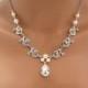 Wedding jewelry, bridal necklace, rhinestone necklace, Swarovski crystal necklace, pearl necklace, vintage style necklace