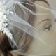 Birdcage Veil and Lace Fascinator, Ivory, White, Champagne, Blush, Bridal Fascinator and Blusher Veil with Crystals and Pearls - BABETTE