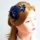 Navy blue fascinator Headband fascinator Wedding headpiece Ivory headpiece Bridal fascinator Flower hair band  Flower hair comb