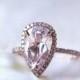New Design 9x12mm Pear Shaped  Pink Morganite Diamond Engagement Ring/Morganite Wedding Ring 14K Rose Gold Ring Gemstone Jewelry