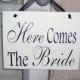Here Comes The Bride Wood Vinyl Sign Flower Girl Ring Bearer Wedding Decor