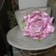 Ivory Horse Hair Garden Party/Wedding  Hat w/ Lilac Velvet Rose Trim