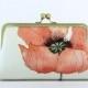 Romantic Poppy in Peach, Bridesmaid Clutch  With Silk Lining, Wedding clutch