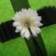 Wedding Ring Bearer Pillow - SALE ITEM - White Daisy on Lime and Black