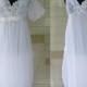 1960s Radcliffe Bridal Peignoir Set, Bridal White Chiffon Nightgown and Robe, Lace, chiffon, ribbon Size Large