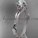 14k white gold diamond vine and leaf wedding ring, engagement ring with a "Forever Brilliant" Moissanite center stone ADLR290