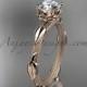 14k rose gold diamond vine and leaf wedding ring, engagement ring with a "Forever Brilliant" Moissanite center stone ADLR290