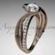 14kt rose gold diamond leaf and vine wedding ring, engagement ring with "Forever Brilliant" Moissanite center stone ADLR78