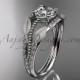 14kt white gold diamond leaf and vine wedding ring, engagement ring with "Forever Brilliant" Moissanite center stone ADLR75