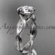14k white gold diamond wedding ring,engagement ring with "Forever Brilliant" Moissanite center stone ADLR24