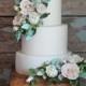 White Peonies And Roses Rustic Wedding Cake