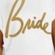 Bride - Script - White With Gold Longer Length Slouchy Tee (Small - Plus Sizes)