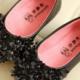 Designer Black Party Wear Flower Shoes