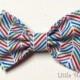Bow Tie Red Green Blue Chevron Accessory Clip On - Wedding - Ring Bearer - Photo Prop - Newborn Infant Baby Toddler Girl Boy Cake Smash
