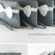 Set of 4 Bridesmaids Clutches, Wedding Clutches / Gray with Little Ivory Bow Clutches - MADE TO ORDER