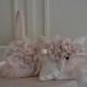 MADE TO ORDER, Blush Flower Girl Basket and Ring Pillow,Blush,champagne,cream,ivory,Satin,Tulle,Feathers and flower basket and pillow.