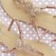 Bohemian Boho Chic Wedding Sandals with Rose Gold Round Crystals Jewels Bridal Thong Shoes Destination Beach Wedding Something Blue