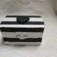 Bold Black and White Striped Nautical or Halloween Wedding Ring Box Pillow with Black Heart
