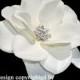 Starfire Rhinestone Ivory Gardenia Flower Bridal Hair Clip