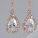 Crystal Bridal earrings, Rose Gold Wedding jewelry Swarovski Crystal Wedding earrings Bridal jewelry, Ariel Rose Gold Drop Earrings
