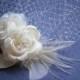 Bridal, hair, veil, Fascinator, Head, Piece, Feather, Wedding, Accessory, Ivory, birdcage, veil, Facinator, accessories - PRETTY IVORY